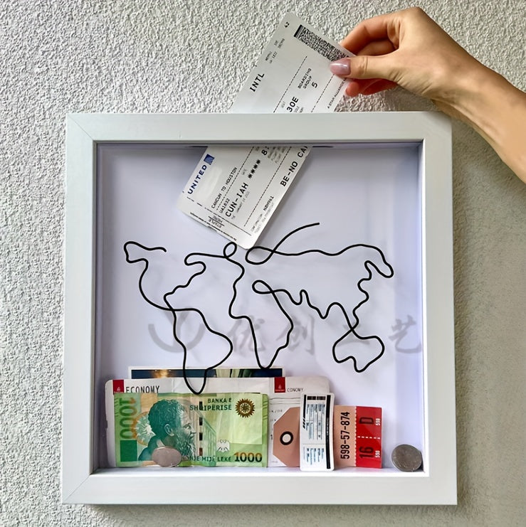 Wereldkaart Memorybox/ Spaarpot