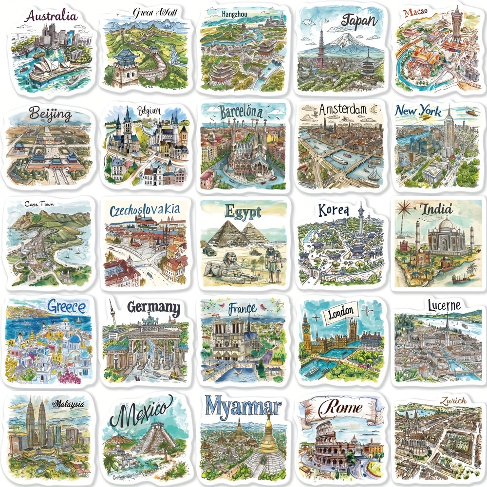 Reisstickers Steden & Landen - 50 stuks