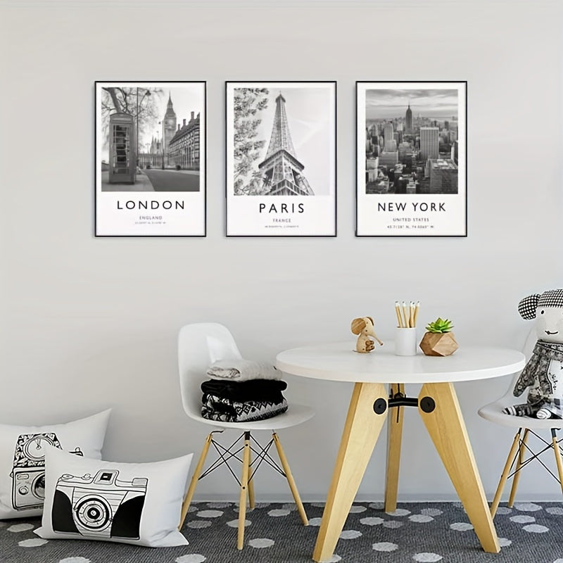 Stedenposters Londen, Parijs & New York (3 stuks)