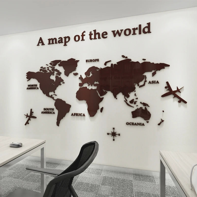 3D Wereldkaart Muursticker