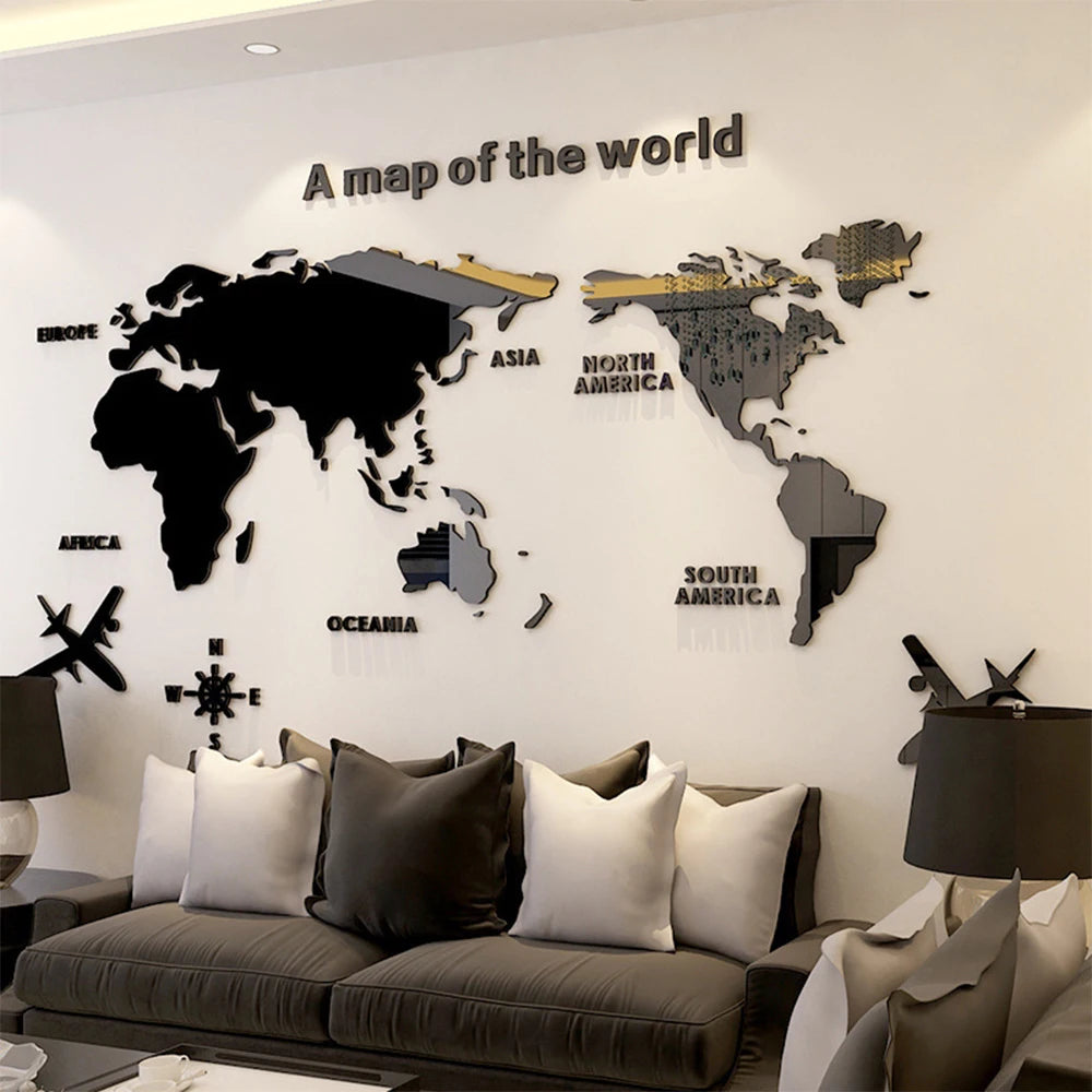 3D Wereldkaart Muursticker