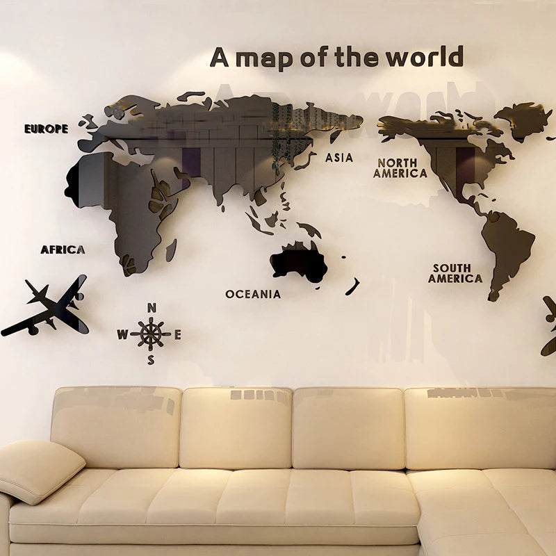 3D Wereldkaart Muursticker